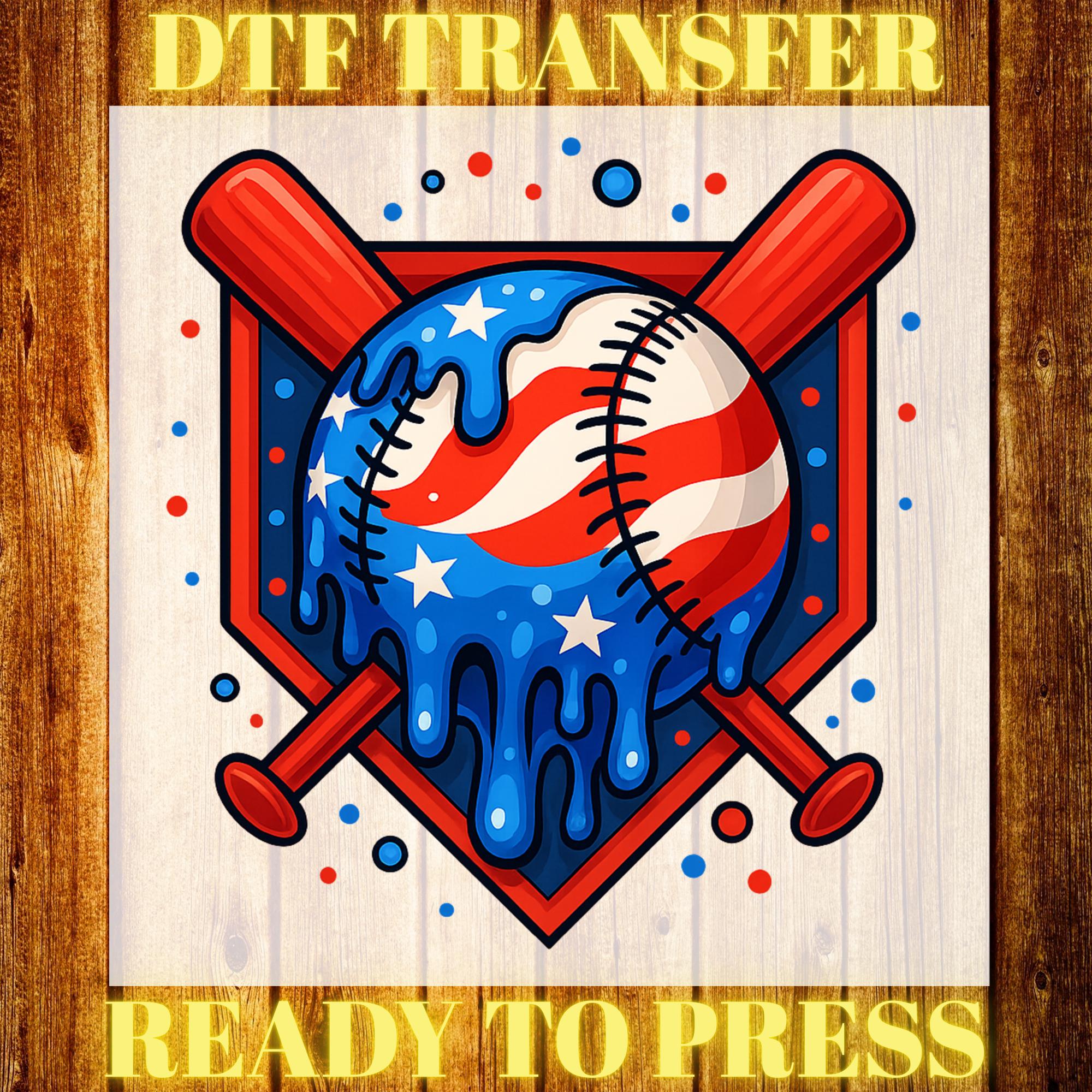 American Baseball DTF Print, Patriotic American Ready To Press, Baseball Drip Boys Ice Cream DTF Transfer, Baseball Graphic Heat Transfer