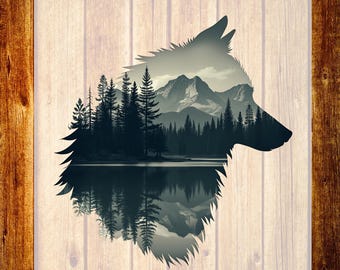Nature Wolf DTF Transfer, Wildlife Forest Shirt Design, Adventure Mauntains Ready To Press