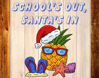 Se acabaron las clases, llega Santa Claus. Transferencia de DTF, diseño de camiseta de vacaciones de verano para profesores, ropa divertida para la playa.