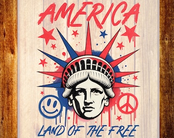 Statue of Liberty DTF Transfer, Patriotic Grunge Shirt Design, Graffiti America Ready To Press