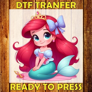 Disney Princess Ariel Ready To Press, Retro Disney Ariel Princess DTF Print, Disney Ariel Little Mermaid DTF Transfer, Heat Transfer