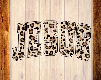 Jesus Leopard DTF Transfer, Western Faith Shirt Design, Christian Varsity Ready To Press