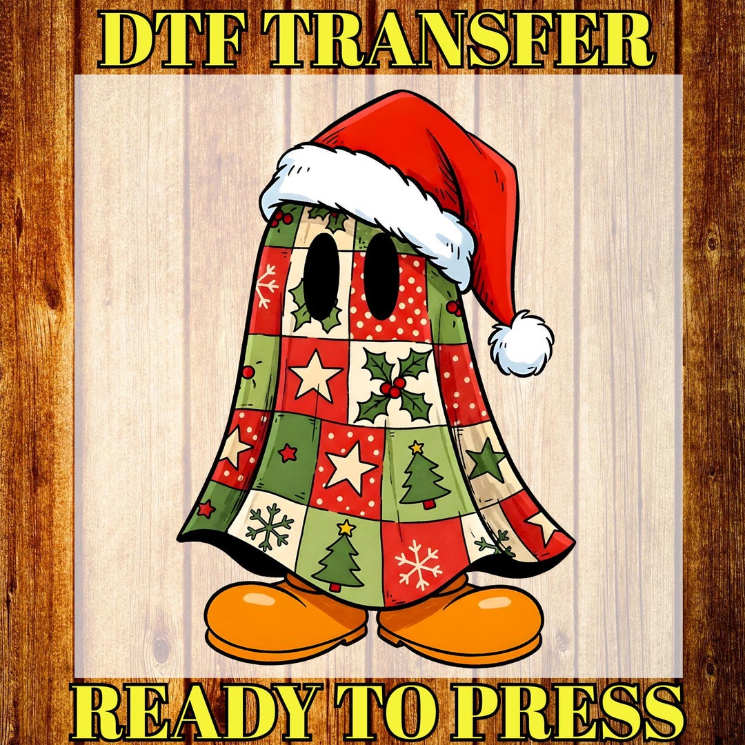 Christmas Ghost Boy DTF Print: Santa Ghost Heat Press, X-mas Shirt Iron ...
