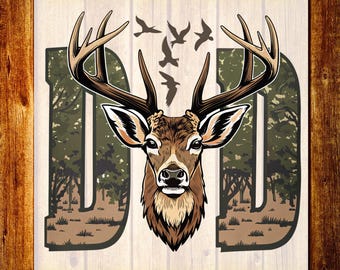 Hunter Dad DTF Transfer, Camo Deer Buck Shirt Design, Wildlife Daddy Ready To Press