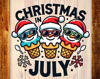 Diseño de camiseta navideña de Papá Noel con helados, listo para imprimir.