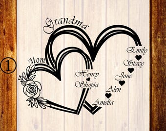 Custom Grandma Names Hearts DTF Print, Personalized Mother's Day Heat Transfer, Gift For Women