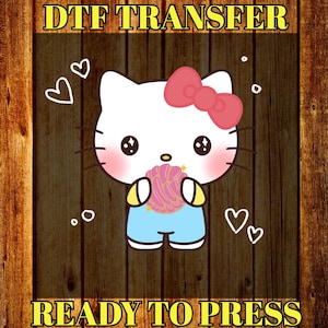 Cute Kawaii Kitty Ready To Press, Cute Girls Party Shirt Design DTF Print, Coquette With Cat DTF Transfer, Cute Cat Lover Heat Transfer