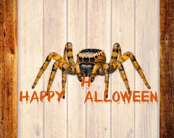 Happy Halloween Spider DTF Transfer, Creepy Shirt Design, Ready to Press
