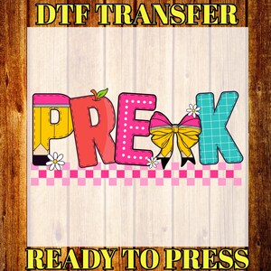 Coquette Pre-K DTF Transfer : transfert thermique thermocollant pour chemise d&#39;étudiant