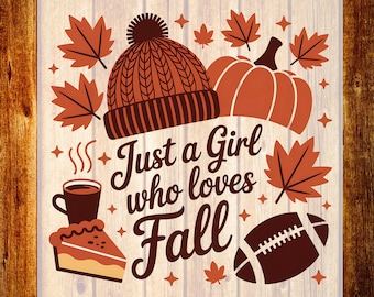 Just a Girl Who Loves Fall DTF Transfer, Retro Football Autumn Ready To Press