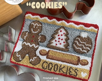 COOKIES - punch needle pattern - gingerbread man, cookie shapes, rolling pin, cookie sheet