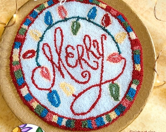 MERRY - easy to make punch needle pattern for the holidays