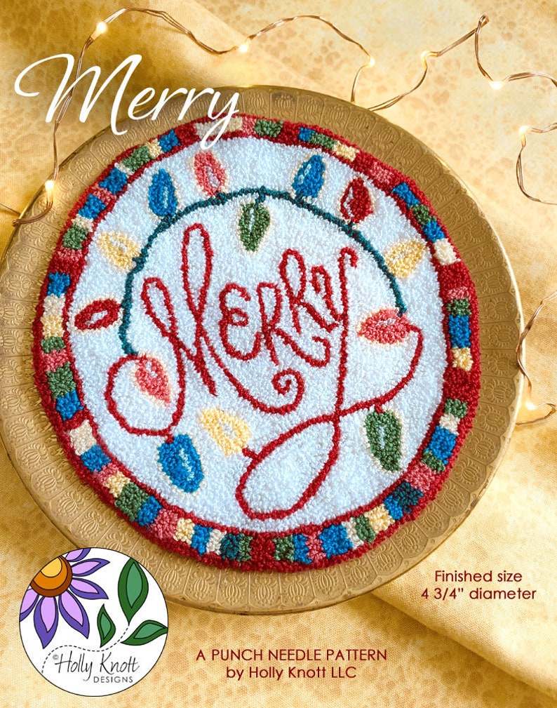 MERRY easy to make punch needle pattern for the holidays image 1