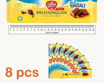 Freia Milk Chocolate with Sea Salt 200g x8 Norwegian Chocolate Bars Melkesjokolade Havsalt Imported Norway Candy Gift Set