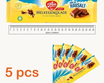 Freia Milk Chocolate with Sea Salt 200g x5 Norwegian Chocolate Bars Melkesjokolade Havsalt Imported Norway Candy Gift Set