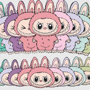 Labubu Designs PNG、Cricut 用ベクター デジタル ファイル、レーザー カット La bubu SVG、T シャツ昇華、Labubu キャラクター バンドルの即時ダウンロード