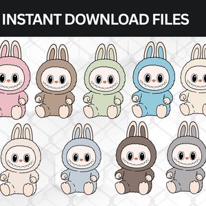 Labubu Designs SVG Bundle, Labubu Clipart, Labubu PNG, Cute Labubu Vector, Cartoon Character SVG, Cricut Cut Files, Digital Download