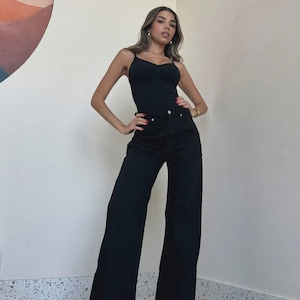Black High Waisted Wide Leg Jeans for Women | Luxury Fit Designer Denim | Premium Stretch Cotton | Vaari Jeans