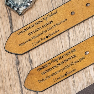 Regalo divertido para hombre/Cinturón de cuero grabado personalizado para esposo/Cinturón personalizado para novio/Regalo de aniversario/Regalo único para él/Regalo para papá