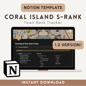 Coral Island Town Rank Tracker, Planner, Guide: Notion Mall (Digital Nedladdning)