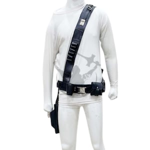 Mando Black Leather Belt Bandolier & Holster