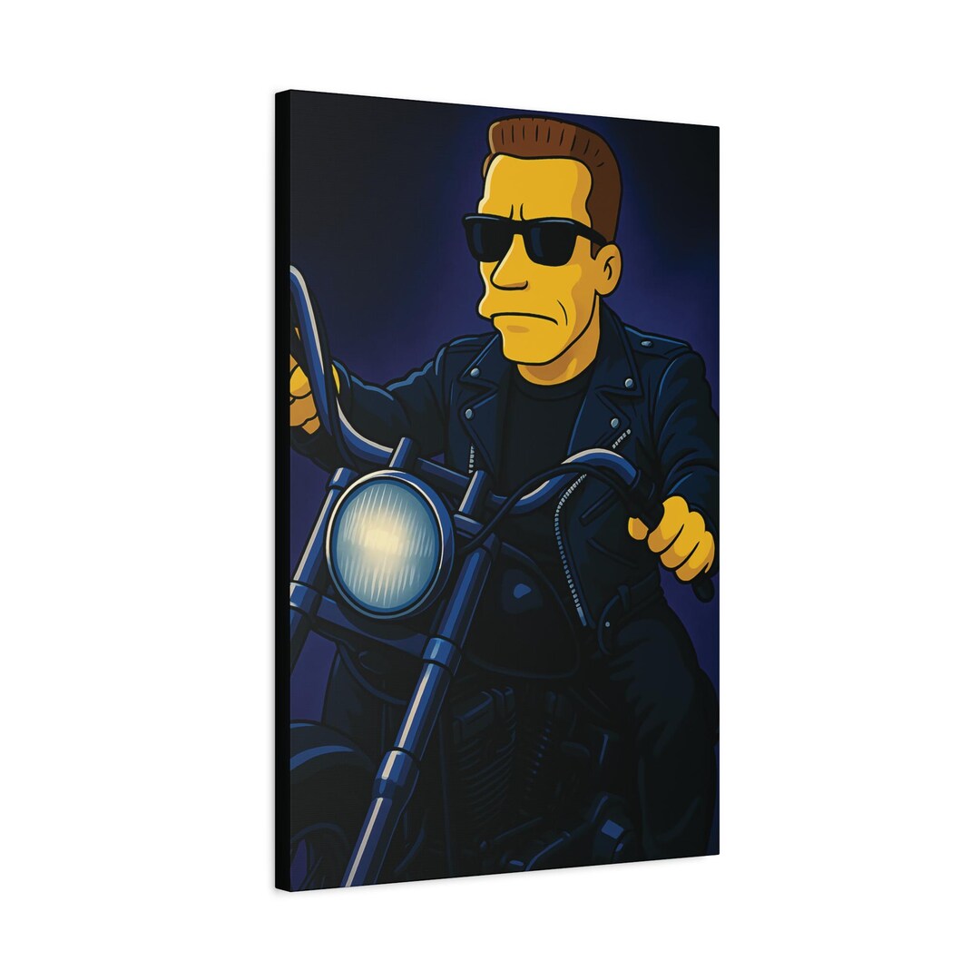 Terminator 2 Simpsons Canvas Art Retro Wall Decor Arnold