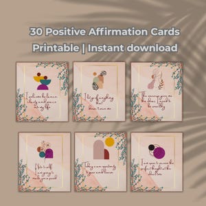 30 tarjetas de afirmaciones positivas/imprimibles de descarga instantánea