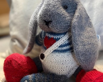 Adorable Handmade Knittingн  Bunny  - Mini Knit Rabbit Figurine