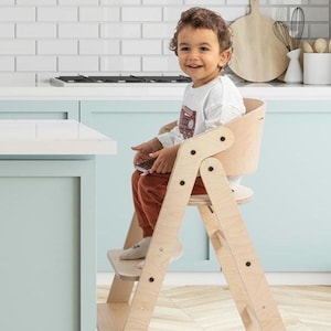 Foldable Wooden High Chair: Montessori Baby Toddler Feeding Chair up to 60kg