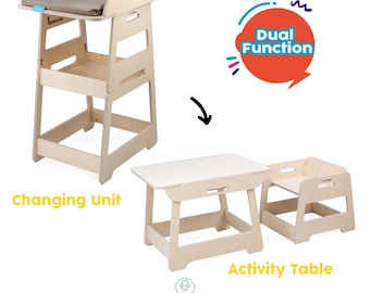 Wooden Baby Changing Table Changy Flat Platform Design with Shelf Modern Convertible Nursery Furniture Natural Wood Durable Multi Use Table