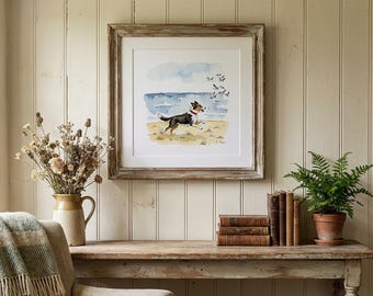Tag with the Seagulls – Border Collie | Dog Watercolor Art Print