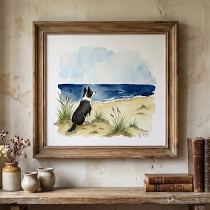 Beach Border Collie – Dog | Watercolor Illustration Print