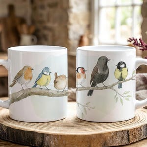 British Garden Birds Mug – Watercolour Wildlife Illustration Gift