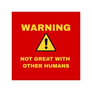 Warning Square Vinyl Stickers - Humor, Quirky Gift, Fun Decor, Laptop Sticker, Party Favor, Social Anxiety Awareness