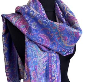 Paisley Pashmina Shawl: Lightweight Elegant Wrap - Green, Pink, Purple, Blue