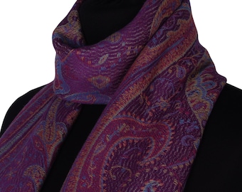 Eleganter Dusty Purple Paisley Pashmina Schal - Weicher Boho Abend Wrap