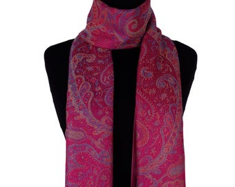 Roter Paisley Pashmina Seidenmischung Schal: Leichte elegante Wrap