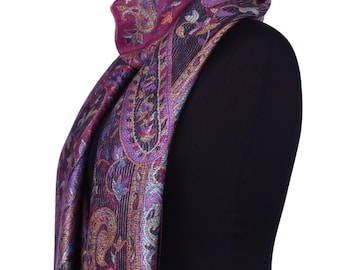 Leuchtender Pink Paisley Pashmina Schal - Weicher Boho Blumen Wickelschal