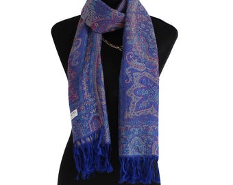 Luxus Boho Blauer Pashmina Schal - Eleganter Festival & Hochzeit wrap