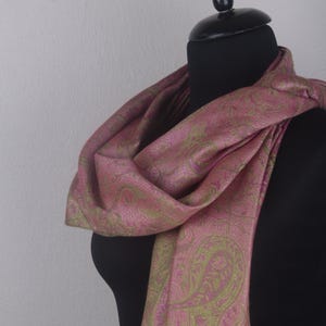 Rose Pink Paisley Shawl – Lightweight Pashmina Cotton Wrap – Soft Summer Scarf for Evening or Wedding