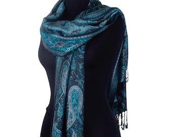 Blau und Schwarz Geburtstag Geschenk Handgemachter Pashmina Schal - So Stylish & Nachdenklich