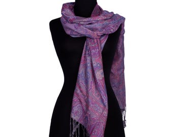 Eleganter Lila Paisley Pashmina Schal - Luxuriöser Boho Schal Wrap