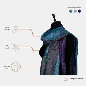 Ocean Blue and Purple Ethically Made Hand Loomed Pashmina Scarf - Good for You & the Planet!