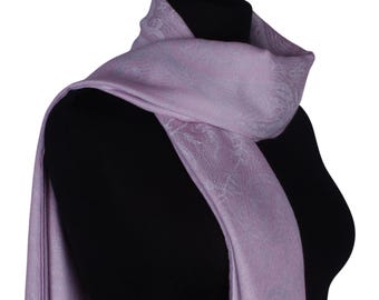 Soft Pink & White Paisley Pashmina - Elegante leichte Blumen Seidenmischung Wrap