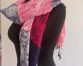 Rosa & Grau Patchwork Pashmina - Pride Feier Schal, handgemachtes weiches Tuch