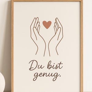 Du bist genug– Printable Affirmation Poster | Selbstwert stärken | Achtsamkeit Wanddeko | Sofort-Download
