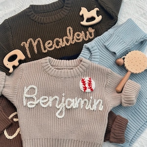 Personalized Hand embroidered Name Baby Sweater, Embroidered Baby Name sweater, Gift For Baby Girls Boy, Newborn Gift, Sweater for baby