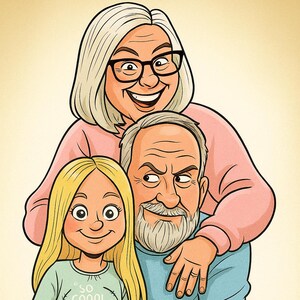 Grappige gepersonaliseerde digitale tekening, aangepast karikatuurportret van foto, uniek cadeau voor familie, vrienden, huisdieren of familie, op bestelling gemaakte kunst