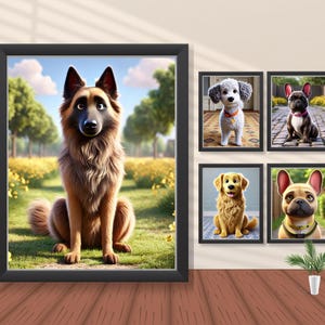 Personalized Cartoon Pet Portrait, Custom Cartoon Pet Portrait, Wall Art for Pet Lovers Gift, Dog Cartoon Portrait Cat, Digital Downloads