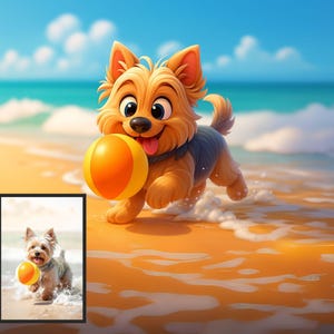 Personalized Cartoon Pet Portrait, Custom Dog or Cat Drawing from Photo, Digital Pet Wall Art, Gift for Pet Lovers, Printable Pet Artwork